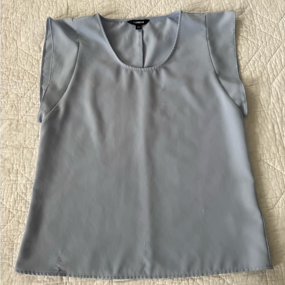 Express Soft Blue Cap Sleeve Blouse